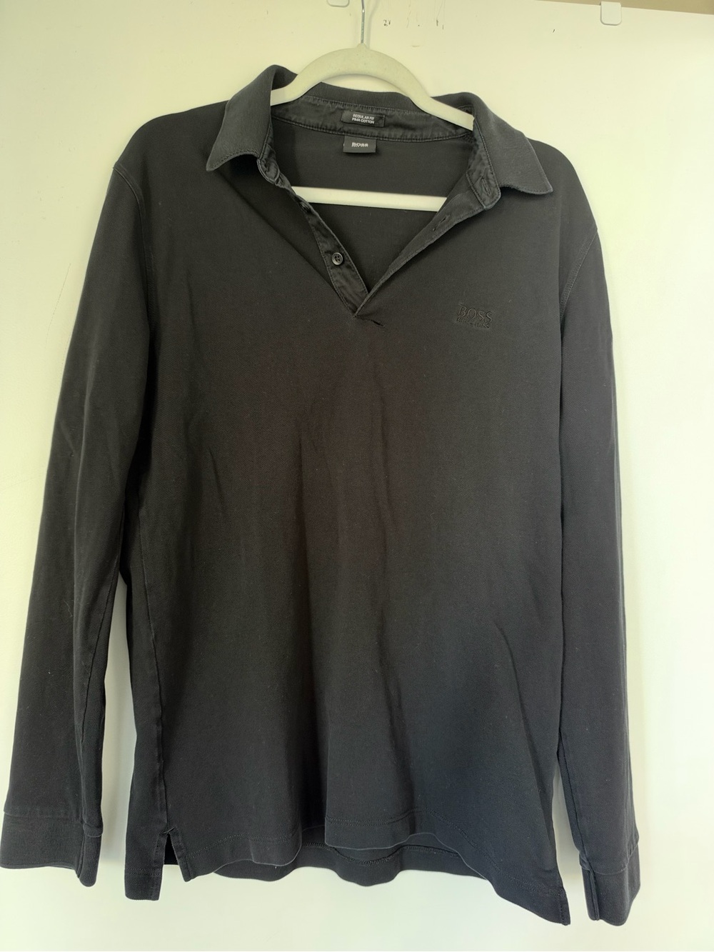 Boss Men's Long-Sleeve Polo Shirt in Black